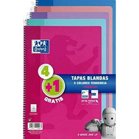 Cuaderno Oxford Multicolor 80 Hojas Din A4 (5 Unidades)