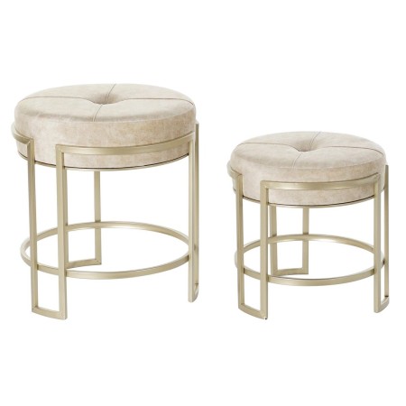 Repose-pied DKD Home Decor Beige Doré Métal Polyester (42 x 42 x 46 cm)