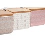 Salière avec couvercle DKD Home Decor Rose Blanc Marron Clair Dolomite (12,5 x 12,5 x 11,5 cm) (750 ml) (3 Unités)