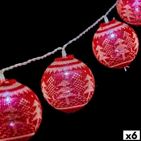 Guirlande de boules LED 2 m Sapin de Noël Ø 6 cm Rouge Blanc (6 Unités)