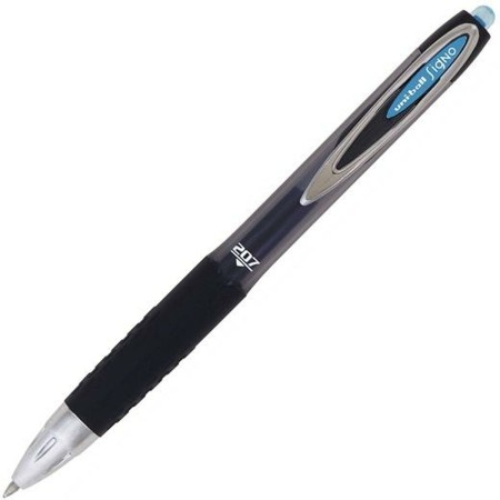 Boligrafo de tinta líquida Uni-Ball Rollerball Signo UM-207 Azul claro Retráctil 0,4 mm (12 Unidades)