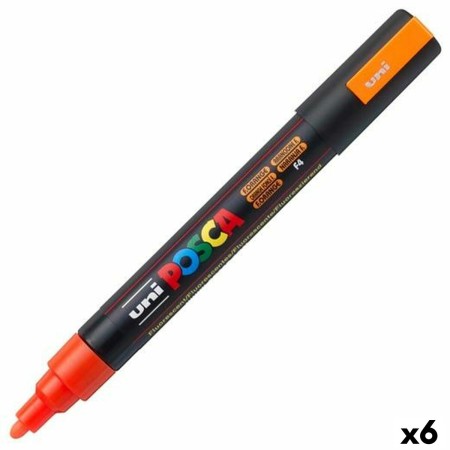 Rotuladores POSCA PC-5M Flúor Punta de bala Naranja 6 Unidades