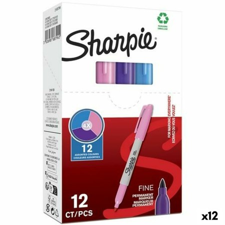 Rotulador permanente Sharpie Morado Rosa Turquesa 0,9 mm (12 Unidades)