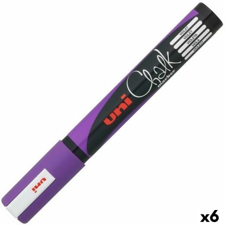 Rotuladores de tiza líquida Uni-Ball PWE-5M Fluor Violeta (6 Unidades)