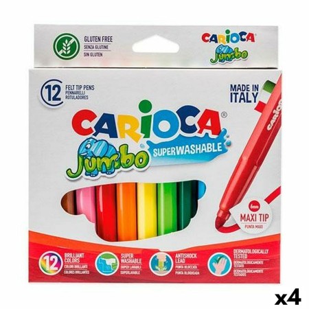 Ensemble de Marqueurs Carioca Jumbo Multicouleur 12 Pièces (4 Unités)