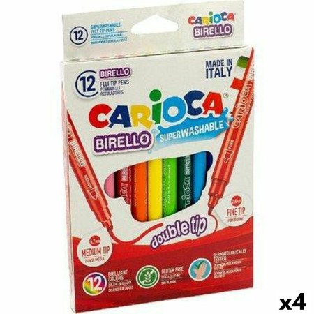 Set de Rotuladores Carioca Birello Multicolor 12 Piezas Doble punta (4 Unidades)