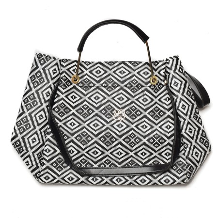 Sac-à-main Femme Madamra 128-SIYAH-BEYAZ Blanc (30 x 26 x 12 cm)