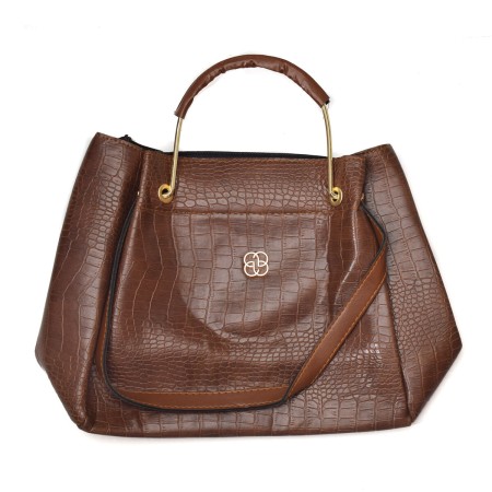 Bolso Mujer Madamra 128-SIYAH-BROWN Marrón (30 x 26 x 12 cm)