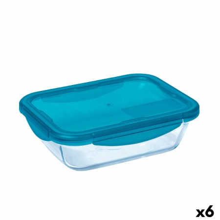 Fiambrera Hermética Pyrex Cook & go Azul Vidrio (800 ml) (6 Unidades)