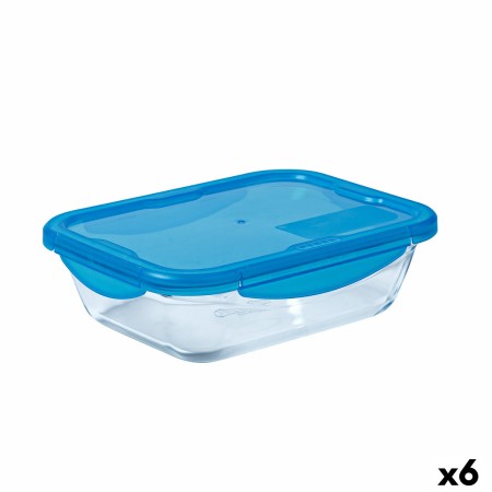 Fiambrera Hermética Pyrex Cook & Go Azul Vidrio (800 ml) (6 Unidades)