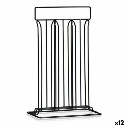 Soporte para 36 Cápsulas de Café Negro Acero (10 x 38 x 25 cm) (12 Unidades)