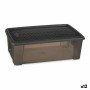 Caja con Tapa Elegance Gris Plástico 5 L (19,5 x 11,5 x 33 cm) (12 Unidades)