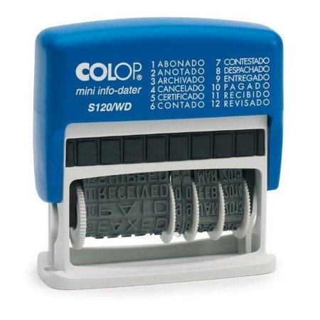 Timbre Colop S120/WD 4 x 42 mm Date Bleu