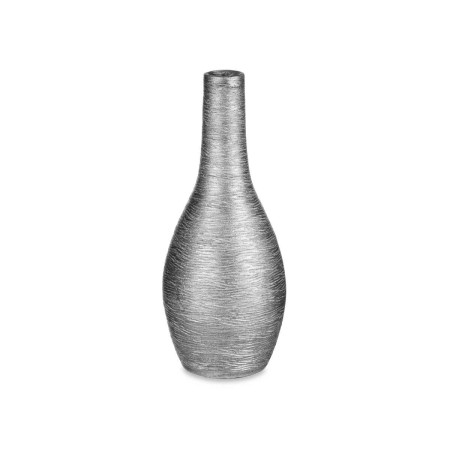 Vase Rayures Céramique Argenté Gris (16 x 40 x 16 cm)