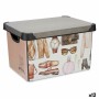 Caja de Almacenaje Con asas Plástico Vintage 17 L (27,5 x 22 x 36,5 cm) (12 Unidades)