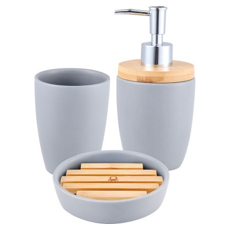 Set de Baño Benetton TEVERE BE Gris 3 Piezas Cerámica
