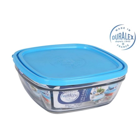 Fiambrera Hermética Duralex Freshbox Azul Cuadrada (2 L) (20 x 20 x 8 cm)