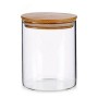 Bote 800 ml Hermético Marrón Transparente Bambú Vidrio de Borosilicato (12 Unidades)