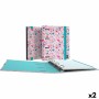 Reliure à anneaux Grafoplas Carpebook Hearts Rose A5 (2 Unités)