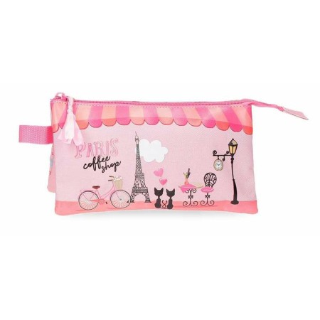 Trousse Fourre-Tout Triple Joumma Roll Road Coffee Shop Rose (22 x 12 x 5 cm)