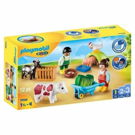 Playset Playmobil 1.2.3 Fun in the Farm 71158 12 Piezas