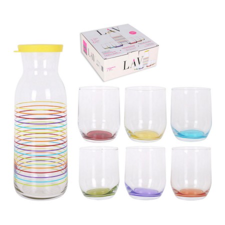 Lot LAV Rainbows Pichet Verres Verre (7 pcs)