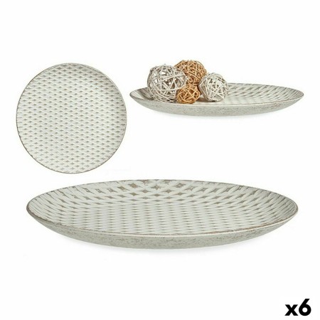 Assiette Décorative 35 x 3 x 35 cm Blanc Bois MDF (6 Unités)