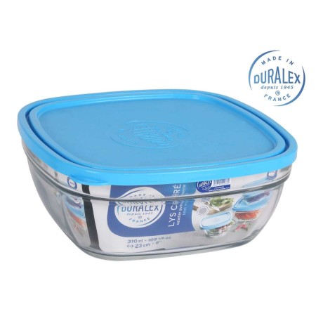 Boîte à lunch hermétique Duralex Freshbox Bleu Carré (23 x 23 x 9 cm) (3 L)