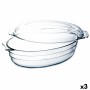 Plat à Gratin Ô Cuisine Ocuisine Avec couvercle 3 L 1,1 L Transparent verre (3 Unités)