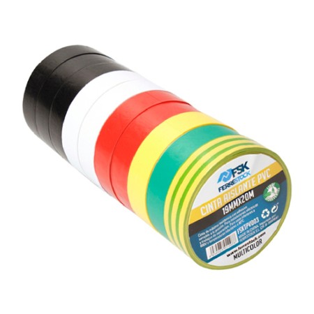 Cinta aislante Ferrestock Multicolor 10 pcs 20 m x 19 mm