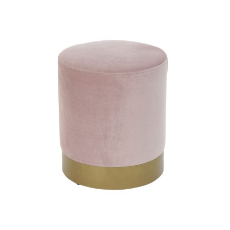 Reposapiés DKD Home Decor Rosa Terciopelo Dorado Metal Poliéster (35 x 35 x 40 cm)