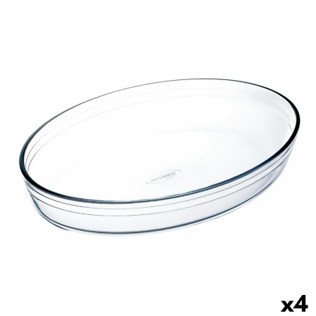 Plat de Four Ô Cuisine  Ovale 30 x 21 x 7 cm Transparent verre (4 Unités)