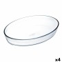 Plat de Four Ô Cuisine  Ovale 30 x 21 x 7 cm Transparent verre (4 Unités)