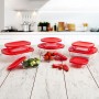 Fiambrera Redonda con Tapa Ô Cuisine Cook & Store Rojo 350 ml 15 x 15 x 5 cm Silicona Vidrio (5 Unidades)