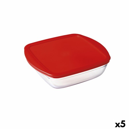 Fiambrera Cuadrada con Tapa Ô Cuisine Cook & Store Rojo 25 x 22 x 7 cm 2,2 L Silicona Vidrio (5 Unidades)