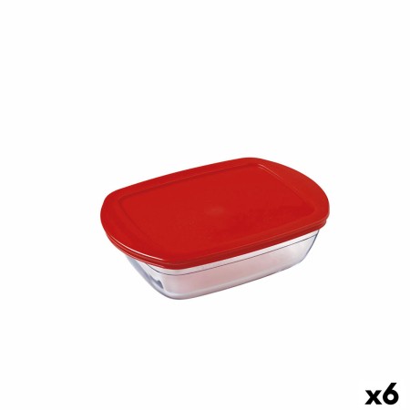 Fiambrera Rectangular con Tapa Ô Cuisine Cook & Store Rojo 400 ml 17 x 10 x 5 cm Silicona Vidrio (6 Unidades)