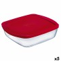 Fiambrera Rectangular con Tapa Ô Cuisine Cook & Store Rojo 2,5 L 28 x 20 x 8 cm Silicona Vidrio (5 Unidades)