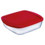 Fiambrera Cuadrada con Tapa Ô Cuisine Cook & Store 25 x 22 x 5 cm Rojo 2,2 L Silicona Vidrio (5 Unidades)