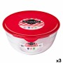 Fiambrera Redonda con Tapa Ô Cuisine Prep & Store 17 x 17 x 9 cm Rojo 1 L Vidrio (3 Unidades)