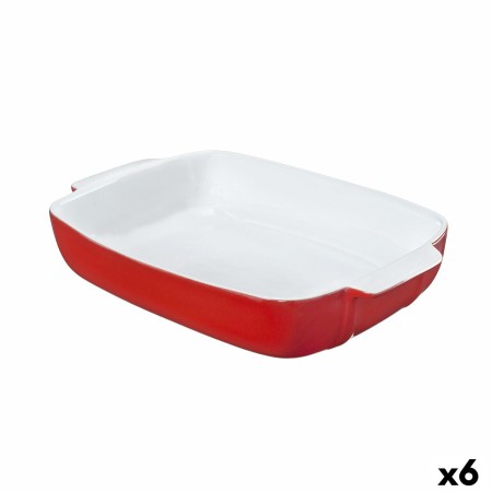 Plat de Four Pyrex Signature Rectangulaire Rouge 29 x 19 x 7 cm Céramique Blanc (6 Unités)