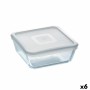 Fiambrera Cuadrada con Tapa Pyrex Cook & Freeze 850 ml 14 x 14 cm Transparente Silicona Vidrio (6 Unidades)