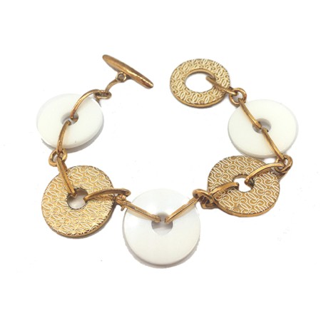 Bracelet Femme Guess CWB10902 Céramique Doré Acier Blanc Acier/Céramique (21 cm)