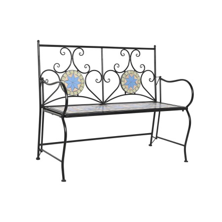 Banc DKD Home Decor 111 x 54 x 88 cm Céramique Mosaïque Noir Métal Multicouleur