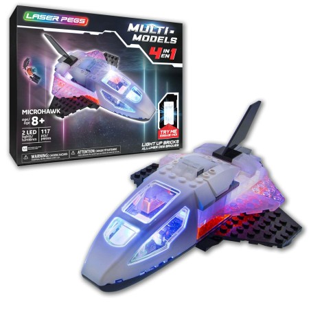 Véhicules de Chantier Laser Pegs Space Shuttle - 4 in 1 + 8 Ans Lumière LED 117 Pièces