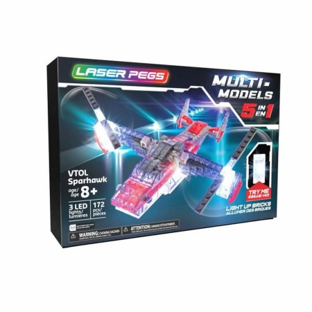 Véhicules de Chantier Laser Pegs Aerial vehicle - 5 in 1 + 8 Ans Lumière LED 172 Pièces