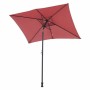 Parasol Rectangulaire 140 x 210 x 245 cm Rouge Polyester Aluminium