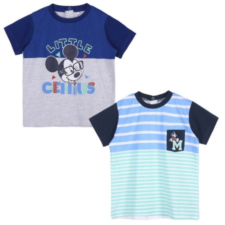 T shirt à manches courtes Enfant Mickey Mouse Bleu 2 Unités