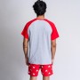 Pyjama D'Été Mickey Mouse Rouge Gris Homme