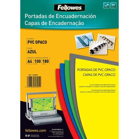 Portadas de encuadernación Fellowes 100 Unidades Azul PVC A4