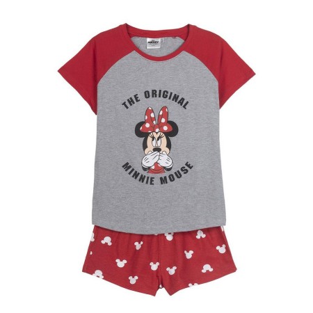 Pyjama D'Été Minnie Mouse Femme Rouge Gris